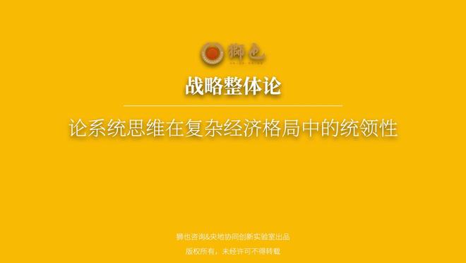 战略整体论——论系统思维在复杂经济格局中的统领性